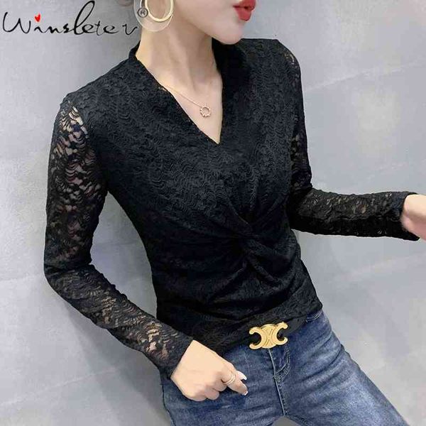 women's t-shirt fall winter european clothes t-shirt fashion v-neck drape lace hollow out women ropa mujer elastic tees, White
women's t-shirt fall winter european clothes t-shirt fashion v-neck drape lace hollow out women ropa mujer elastic tees, White