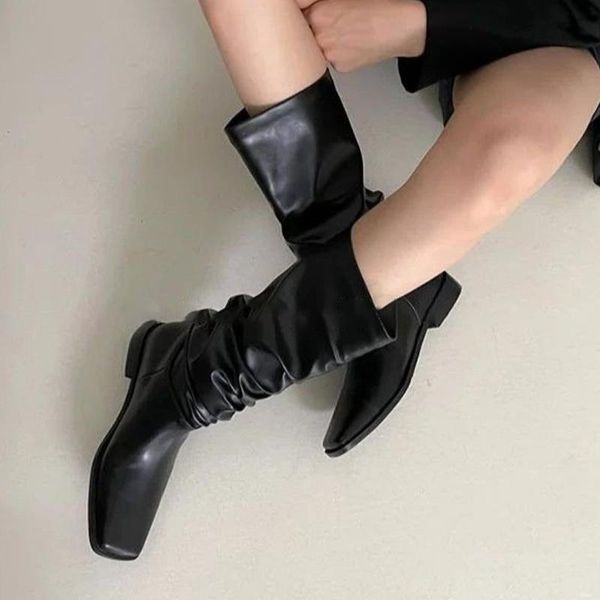 boots women soft pleated pu leather high for female square toe woman shoes fashion 2021 autumn winter ladies long, Black
boots women soft pleated pu leather high for female square toe woman shoes fashion 2021 autumn winter ladies long, Black