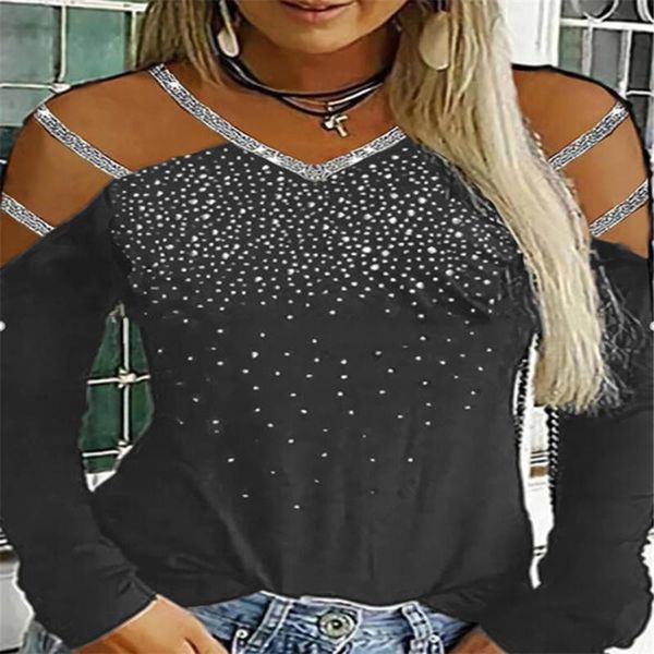 women's blouses & shirts women fashion off shoulder neck hollow-out studded long sleeve casual autumn and winter harajuku blouse, White
women's blouses & shirts women fashion off shoulder neck hollow-out studded long sleeve casual autumn and winter harajuku blouse, White