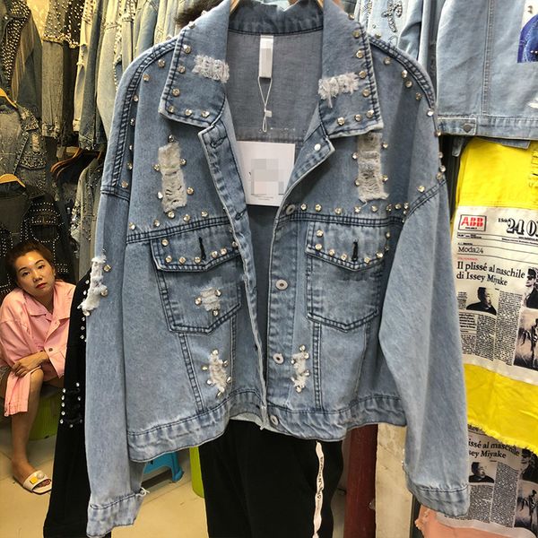 women's jackets autumn korean-style heavy industry diamond hole short denim jacket loose student jeans coat retro ripped 1t4m, Black;brown
women's jackets autumn korean-style heavy industry diamond hole short denim jacket loose student jeans coat retro ripped 1t4m, Black;brown