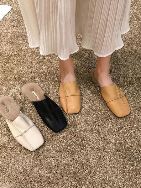 slippers women's shoes retro fashion outside 2021 autumn artificial fur low heel, Black
slippers women's shoes retro fashion outside 2021 autumn artificial fur low heel, Black