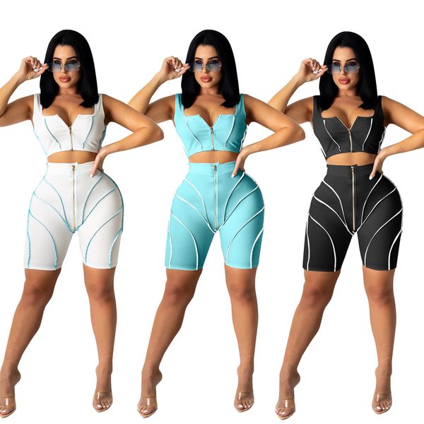 summer women tracksuits zipper yoga outfits panelled sleeveless t-shirt + shorts solid color 2 piece jogger sets gym clothes plus size, Gray
summer women tracksuits zipper yoga outfits panelled sleeveless t-shirt + shorts solid color 2 piece jogger sets gym clothes plus size, Gray