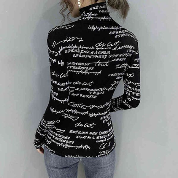 women's t-shirt vintage print letters doodle t-shirt turtleneck long sleeve slim stretchy tee casual clothing spring t01407b qcb1, White
women's t-shirt vintage print letters doodle t-shirt turtleneck long sleeve slim stretchy tee casual clothing spring t01407b qcb1, White