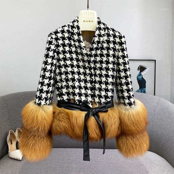 women's fur & faux design lady fashion trend real jackets winter wool coats red women outerwear s7920, Black
women's fur & faux design lady fashion trend real jackets winter wool coats red women outerwear s7920, Black