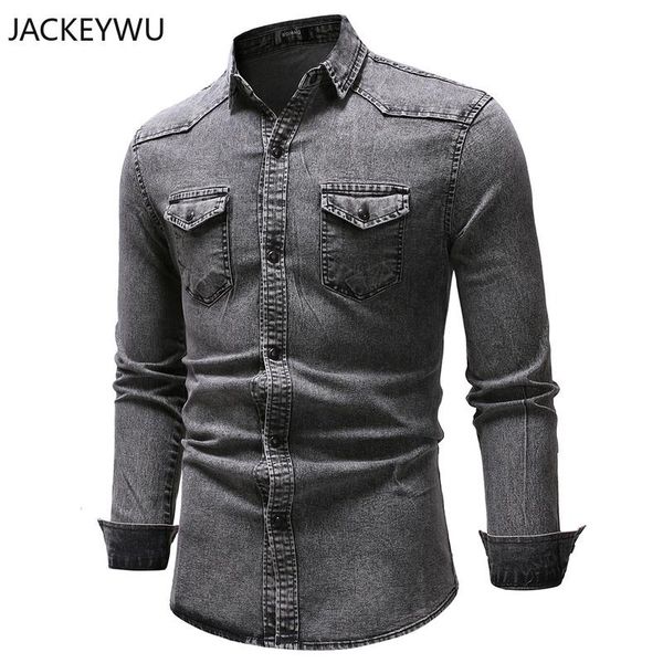 men's casual shirts brand jean 2021 autumn korean washed denim shirt fashion chest pocket long sleeve camisa hombre hip hop streetwear, White;black
men's casual shirts brand jean 2021 autumn korean washed denim shirt fashion chest pocket long sleeve camisa hombre hip hop streetwear, White;black
