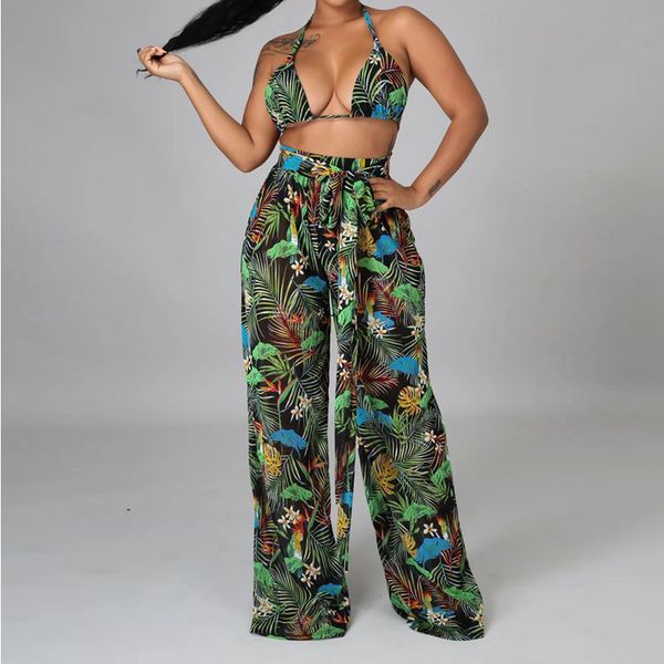 lace up three piece pants set women halter bra+thong+high waist wide leg trousers holiday beach female matching outfits 210521, White
lace up three piece pants set women halter bra+thong+high waist wide leg trousers holiday beach female matching outfits 210521, White