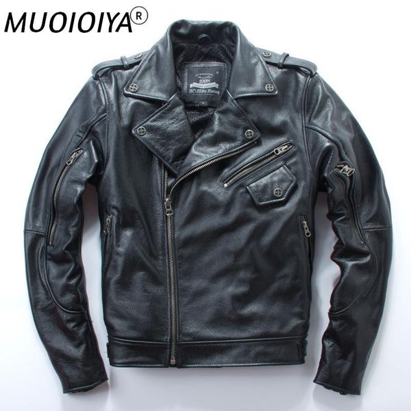 men's leather & faux genuine motorcycle clothing jacket men's oblique zipper layer cowhide jackets, Black
men's leather & faux genuine motorcycle clothing jacket men's oblique zipper layer cowhide jackets, Black