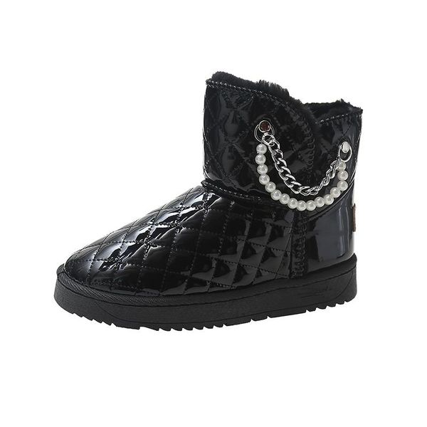boots c122 winter women's snow fashion velvet and thick comfortable pu wear resistant flat pearl chain decorative ankle, Black
boots c122 winter women's snow fashion velvet and thick comfortable pu wear resistant flat pearl chain decorative ankle, Black