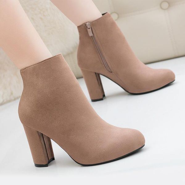 boots 283-3 korean fashion solid color thin nightclub high-heeled women's thick heeled suede short, Black
boots 283-3 korean fashion solid color thin nightclub high-heeled women's thick heeled suede short, Black