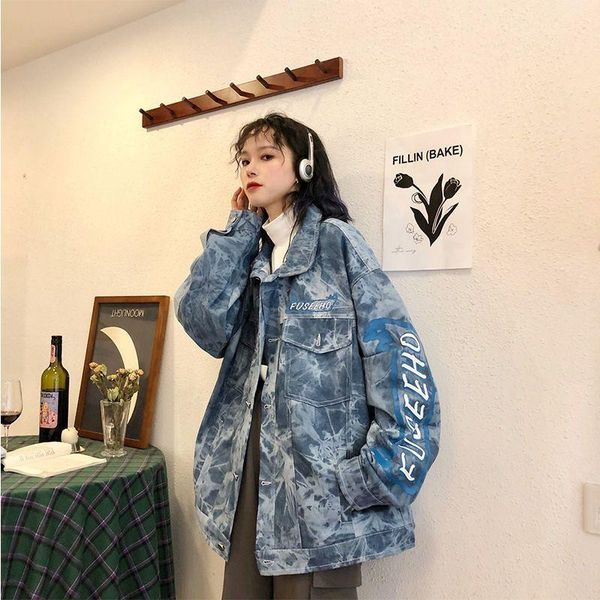 women's jackets tie-dye denim jacket men women 2021 spring harajuku american punk coat vintage hip hop high street loose chic, Black;brown
women's jackets tie-dye denim jacket men women 2021 spring harajuku american punk coat vintage hip hop high street loose chic, Black;brown