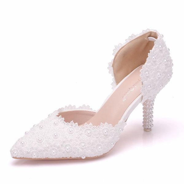 white lace flower wedding shoes slip on pointed toe bridal high heel women pumps shallow sandals xy-a0238, Black
white lace flower wedding shoes slip on pointed toe bridal high heel women pumps shallow sandals xy-a0238, Black