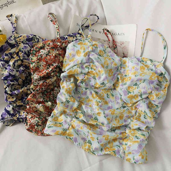 retro folds slim slimming printed short vest female summer floral wild umbilical halter shirt fairy 210507, White
retro folds slim slimming printed short vest female summer floral wild umbilical halter shirt fairy 210507, White
