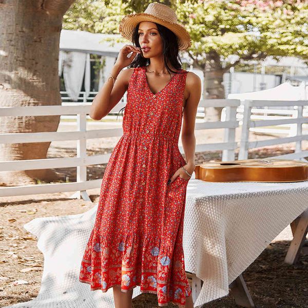 summer maxi long beach style dress women's waist boho sleeveless dress bohemian v-neck print vintage dress women vestido 210514, Black;gray
summer maxi long beach style dress women's waist boho sleeveless dress bohemian v-neck print vintage dress women vestido 210514, Black;gray