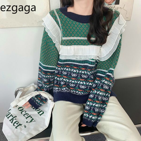 ezgaga patchwork sweater women autumn long sleeve preppy style loose ruffles printed lovely knit vest student korean pullover 210430, White;black
ezgaga patchwork sweater women autumn long sleeve preppy style loose ruffles printed lovely knit vest student korean pullover 210430, White;black