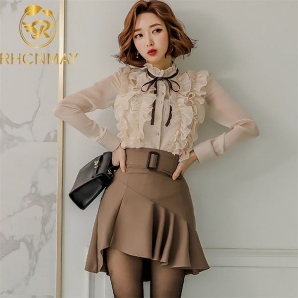 spring women suits two pieces set korean style transparent stand collar single breasted and skirt clothes 210520, White
spring women suits two pieces set korean style transparent stand collar single breasted and skirt clothes 210520, White