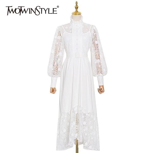 black hollow out dress for women stand collar lantern sleeve sashes high waist patchwork lace elegant dresses 210520, Black;gray
black hollow out dress for women stand collar lantern sleeve sashes high waist patchwork lace elegant dresses 210520, Black;gray