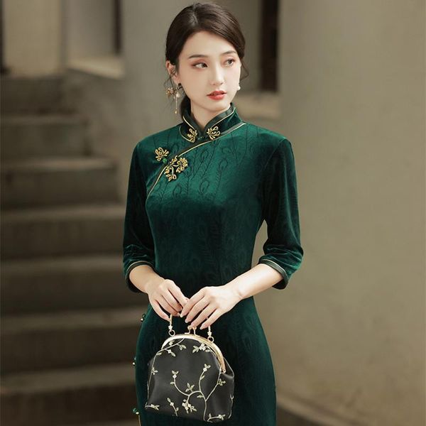 ethnic clothing baldauren old shanghai cheongsam 2021 autumn mother dress temperament improved fashion chinese retro disc button skirt qipao, Red
ethnic clothing baldauren old shanghai cheongsam 2021 autumn mother dress temperament improved fashion chinese retro disc button skirt qipao, Red