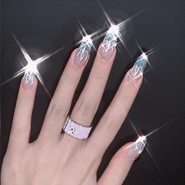 laser silver glitter powder flame long ballerina fake nails reusable ultra thin fashion french coffin false with glue, Red;gold
laser silver glitter powder flame long ballerina fake nails reusable ultra thin fashion french coffin false with glue, Red;gold
