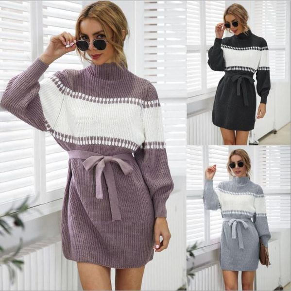 casual dresses autumn sweater women long sleeves solid patchwork color knitted fashion slim female dress, Black;gray
casual dresses autumn sweater women long sleeves solid patchwork color knitted fashion slim female dress, Black;gray