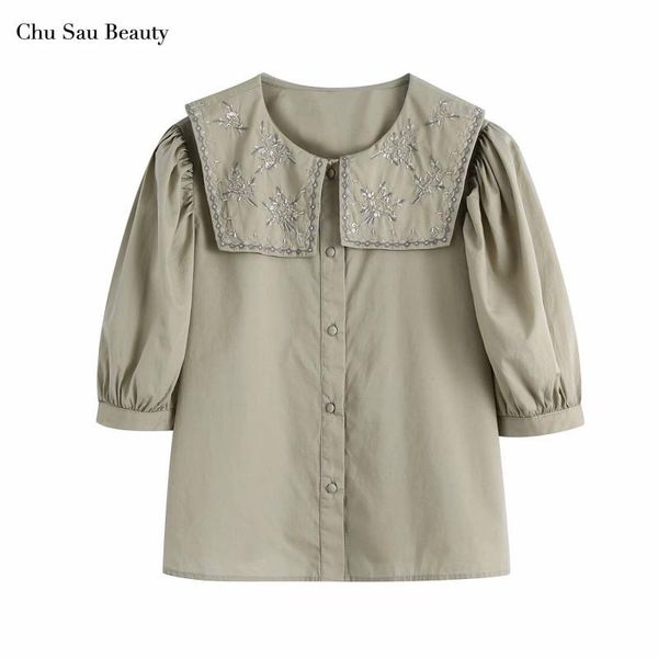 women's blouses & shirts chu sau beauty 2021 style doll collar retro puffy sleeve poplin shirt embroidered loose short top, White
women's blouses & shirts chu sau beauty 2021 style doll collar retro puffy sleeve poplin shirt embroidered loose short top, White