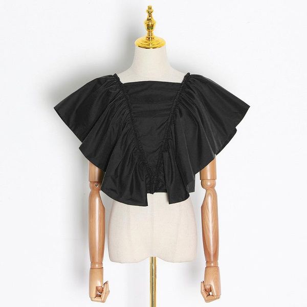 women's blouses & shirts casual solid short ruffles women shirt round neck butterfly sleeve ruched elegant blouse for female clothing, White
women's blouses & shirts casual solid short ruffles women shirt round neck butterfly sleeve ruched elegant blouse for female clothing, White