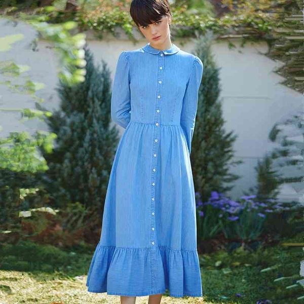 dresses women long denim spring autumn korean fashion cute single breasted long-sleeve fit flare blue jeans dress female, Black;gray
dresses women long denim spring autumn korean fashion cute single breasted long-sleeve fit flare blue jeans dress female, Black;gray