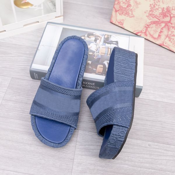 blue oblique embroidered cotton platform mules wedge heel sandals jacquard real leather luxury women shoes with box q-34, Black
blue oblique embroidered cotton platform mules wedge heel sandals jacquard real leather luxury women shoes with box q-34, Black