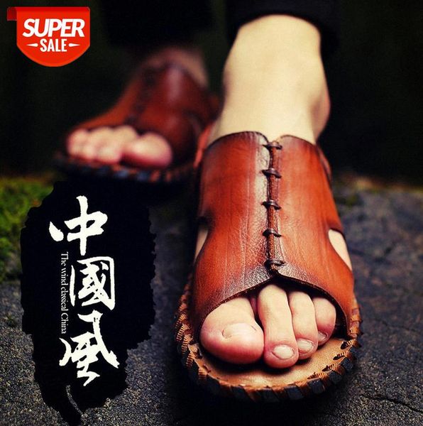 men's sandals two-wear leather slippers casual beach shoes non-slip chinese style #ok1f, Black
men's sandals two-wear leather slippers casual beach shoes non-slip chinese style #ok1f, Black