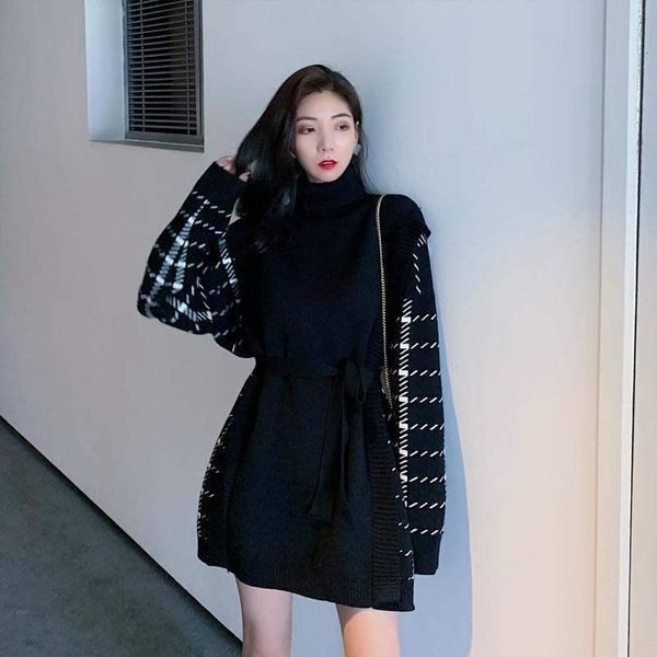 autumn and winter high collar sweater skirts, ladies, bottom knit stitching, lace dress women's sweaters, White;black
autumn and winter high collar sweater skirts, ladies, bottom knit stitching, lace dress women's sweaters, White;black