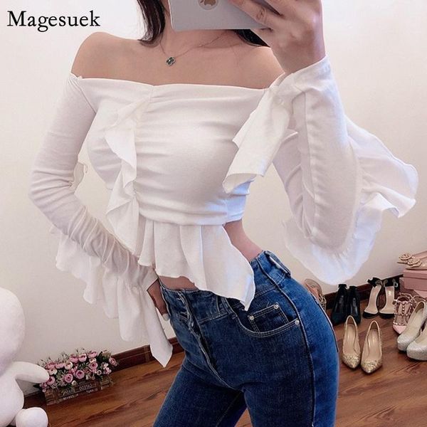 women's blouses & shirts short ruffled slash neck corset long sleeve white blouse femme cotton casual solid female 12575
women's blouses & shirts short ruffled slash neck corset long sleeve white blouse femme cotton casual solid female 12575