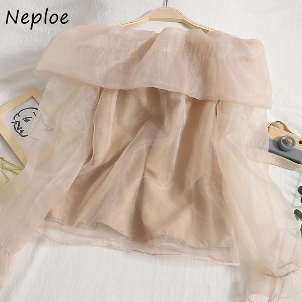 women's blouses & shirts neploe slash neck temperament mesh women off-shoulder solid gauze female korean style summer 2021 blusa mujer, White
women's blouses & shirts neploe slash neck temperament mesh women off-shoulder solid gauze female korean style summer 2021 blusa mujer, White
