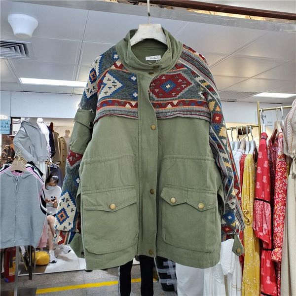 women's jackets army green mid-length korean female streetwear coat women spring vintage embroidery color matching loose big pocket bla, Black;brown
women's jackets army green mid-length korean female streetwear coat women spring vintage embroidery color matching loose big pocket bla, Black;brown