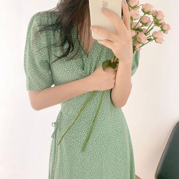 party dresses women sweet green print midi dress v neck short sleeve female summer beach casual one piece wrap lace qa057, White;black
party dresses women sweet green print midi dress v neck short sleeve female summer beach casual one piece wrap lace qa057, White;black