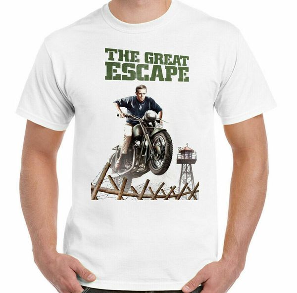 the great escape t-shirt retro old movie motorcycle bike biker steve mcqueen, White;black
the great escape t-shirt retro old movie motorcycle bike biker steve mcqueen, White;black