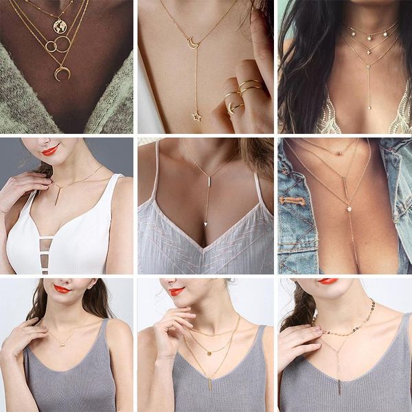 pendant necklaces simple fashion chain necklace bohemian multilayer female clavicle star moon gold color chokers women jewelry, Silver
pendant necklaces simple fashion chain necklace bohemian multilayer female clavicle star moon gold color chokers women jewelry, Silver