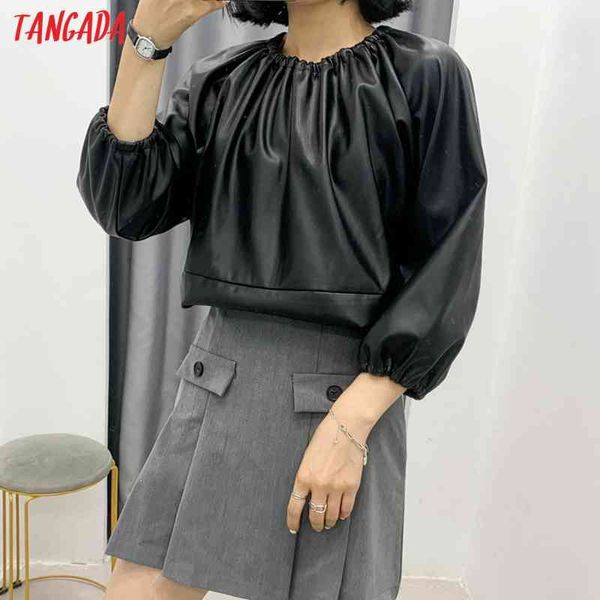 women's leather & faux tangada women oversized patchwork pu leather shirt back button chic female casual loose blusas 3w2061 62pi, Black
women's leather & faux tangada women oversized patchwork pu leather shirt back button chic female casual loose blusas 3w2061 62pi, Black