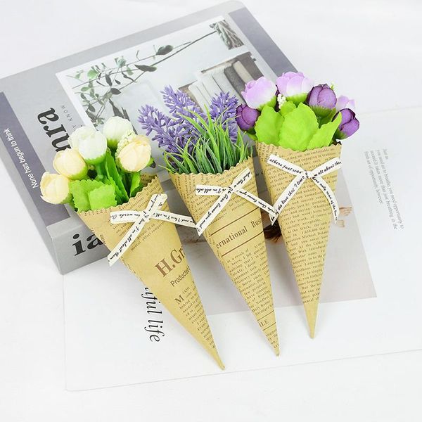 3pcs small silk artificial flower with kraft paper wrapping cones holder bouquet for wedding party home decor fake floral gifts decorative f
3pcs small silk artificial flower with kraft paper wrapping cones holder bouquet for wedding party home decor fake floral gifts decorative f