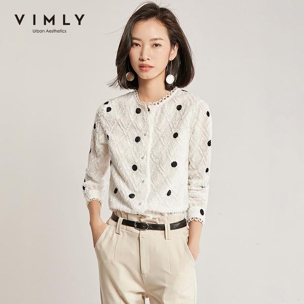 women's blouses & shirts vimly office lady polka dot shirt women vintage 2021 spring autumn o-neck single breasted casual blusas femini, White
women's blouses & shirts vimly office lady polka dot shirt women vintage 2021 spring autumn o-neck single breasted casual blusas femini, White