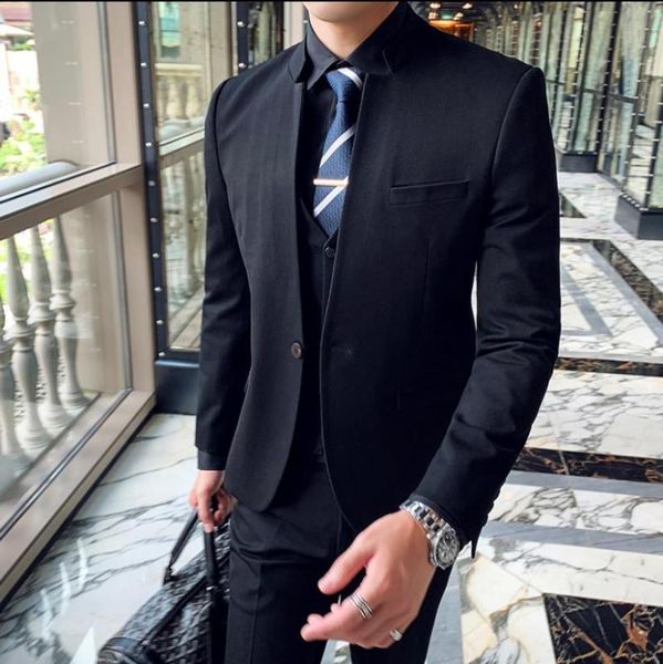 men's suits & blazers ( jacket+vest+pants) fashion boutique solid color stand collar tunic casual business suit mens groom wedding dres, White;black
men's suits & blazers ( jacket+vest+pants) fashion boutique solid color stand collar tunic casual business suit mens groom wedding dres, White;black