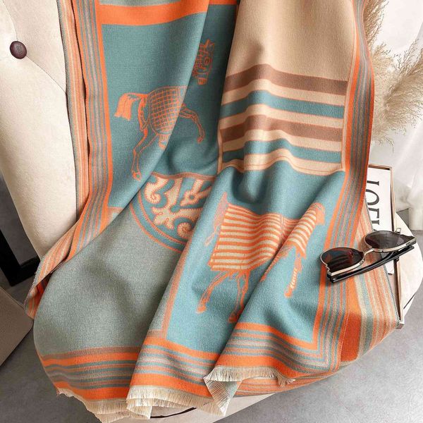 design warm imitation cashmere scarf women's air conditioning room thickened shawl pattern jacquard short beard tassel elegant long htf, Blue;gray
design warm imitation cashmere scarf women's air conditioning room thickened shawl pattern jacquard short beard tassel elegant long htf, Blue;gray