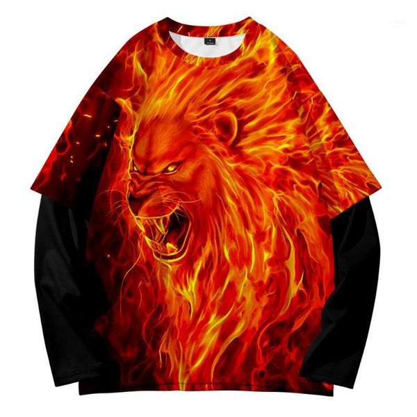 men's hoodies & sweatshirts animal lion street shooting fashion trend youth summer 3d digital round neck fake two-piece sweater, Black
men's hoodies & sweatshirts animal lion street shooting fashion trend youth summer 3d digital round neck fake two-piece sweater, Black