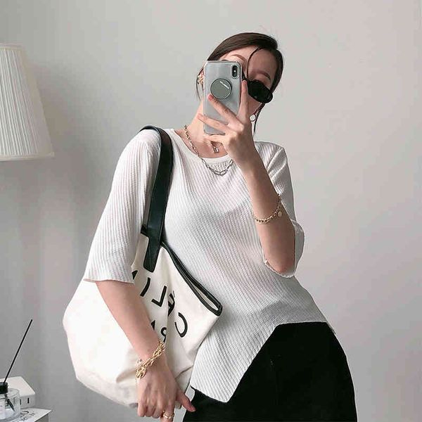 wet round collar render short sleeve feminine shirt solid korean style elegant t-shirts, White
wet round collar render short sleeve feminine shirt solid korean style elegant t-shirts, White