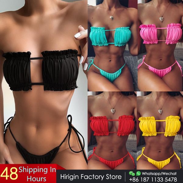 straples ruffles bandage womens swimsuits women bikini set pure color sumwear push up padded swimwear bathing suit, White;black
straples ruffles bandage womens swimsuits women bikini set pure color sumwear push up padded swimwear bathing suit, White;black