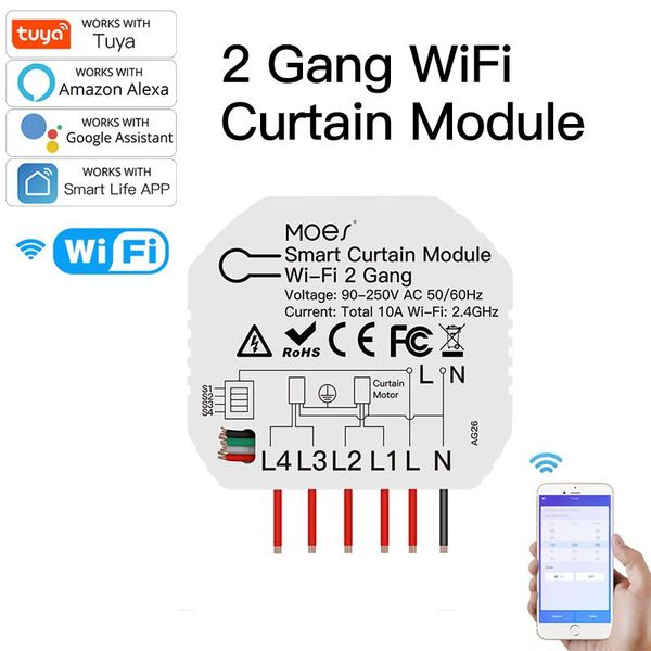 smart home control moes tuya wifi 2-way curtain switch module diy roller shutter blinds on-off voice work with alexa google 10a
smart home control moes tuya wifi 2-way curtain switch module diy roller shutter blinds on-off voice work with alexa google 10a