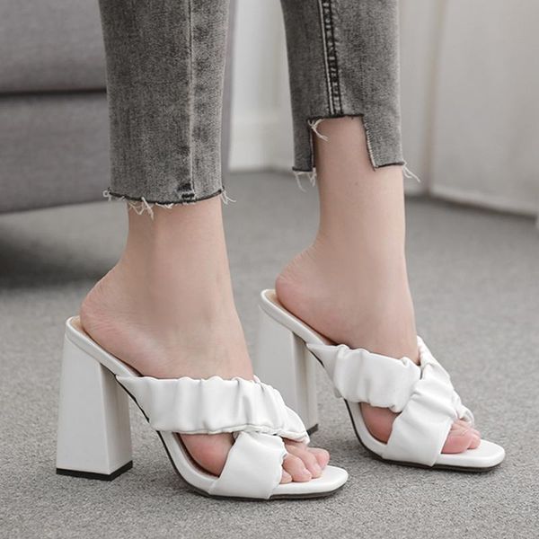 ladies slippers cross fold open toe square head high heels solid color pu leather fashion heel mules women summer 2021, Black
ladies slippers cross fold open toe square head high heels solid color pu leather fashion heel mules women summer 2021, Black