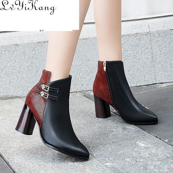 boots women fashion plaid pointed toe high heels women's shoes autumn winter ankle female red snake skin 35-39, Black
boots women fashion plaid pointed toe high heels women's shoes autumn winter ankle female red snake skin 35-39, Black