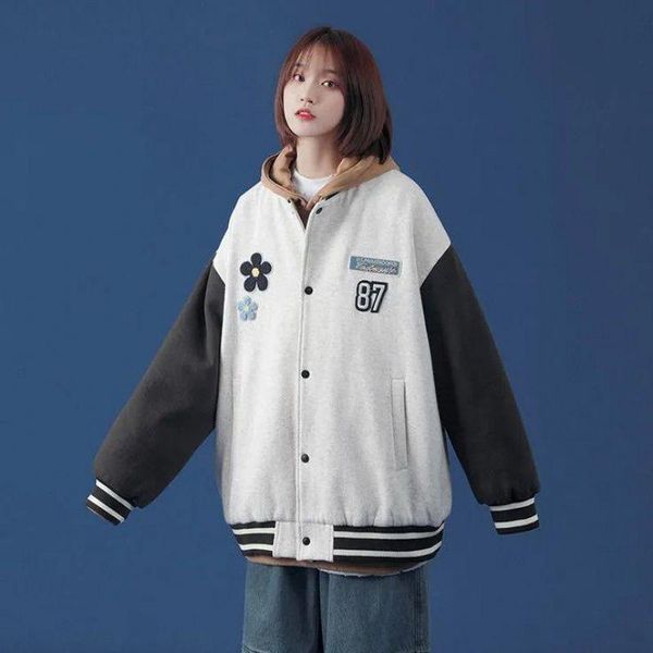 women's jackets flower embroidery baseball jacket women single-breasted splice uniform student korean style harajuku loose outwear, Black;brown
women's jackets flower embroidery baseball jacket women single-breasted splice uniform student korean style harajuku loose outwear, Black;brown