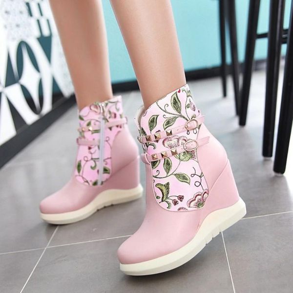 boots womens shoes floral printed wedge high heel platform ankle pu leather rivet studs 3colors 2022, Black
boots womens shoes floral printed wedge high heel platform ankle pu leather rivet studs 3colors 2022, Black
