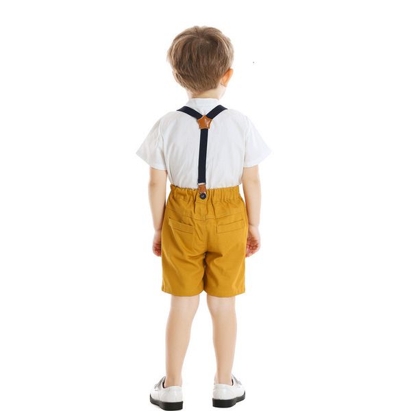 children's wear boys' summer pure white stand collar short sleeve shirt suspender suit baby clothing, Blue
children's wear boys' summer pure white stand collar short sleeve shirt suspender suit baby clothing, Blue