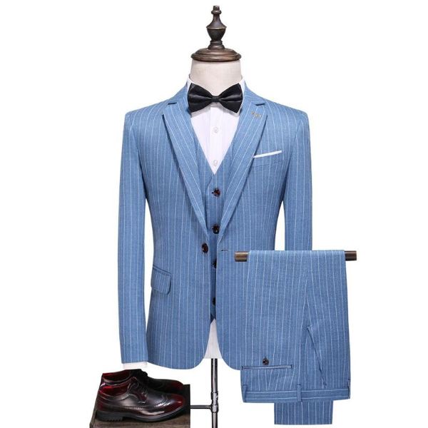 mens suit stripe 3-piece set blue black men blazer jacket + pants vest spring and autumn tuxedo men's suits & blazers, White;black
mens suit stripe 3-piece set blue black men blazer jacket + pants vest spring and autumn tuxedo men's suits & blazers, White;black